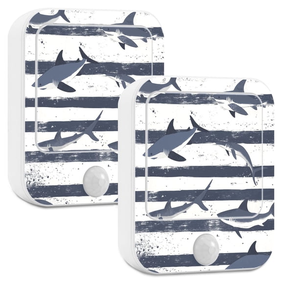 Yayeee 2-Pack Plug in LED Night Lights with Light Sensors Motion Detectors, Light Sharks