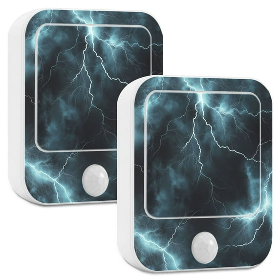 Yayeee LED Night Lights with Motion Detectors Auto Dusk to Dawn Light Sensors, 2 Pack, Lightning Pattern