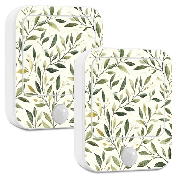 Yayeee LED Night Lights with Motion Detectors Auto Dusk to Dawn Light Sensors, 2 Pack, Lush Greenery