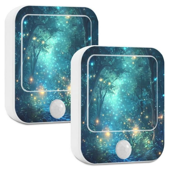 Yayeee 2-Pack Plug in LED Night Lights with Light Sensors Motion Detectors, Magical Forest Glowing Lights