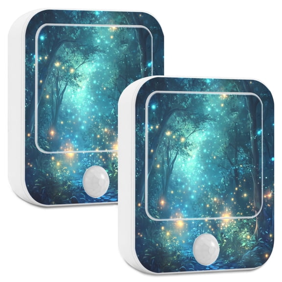 Yayeee 2-Pack Plug in LED Night Lights with Light Sensors Motion Detectors, Magical Forest Glowing Lights