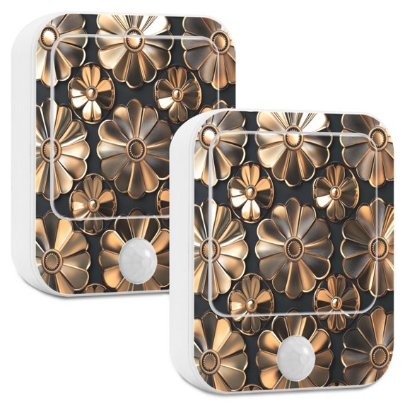 Yayeee LED Night Lights with Motion Detectors Auto Dusk to Dawn Light Sensors, 2 Pack, Metallic Flower