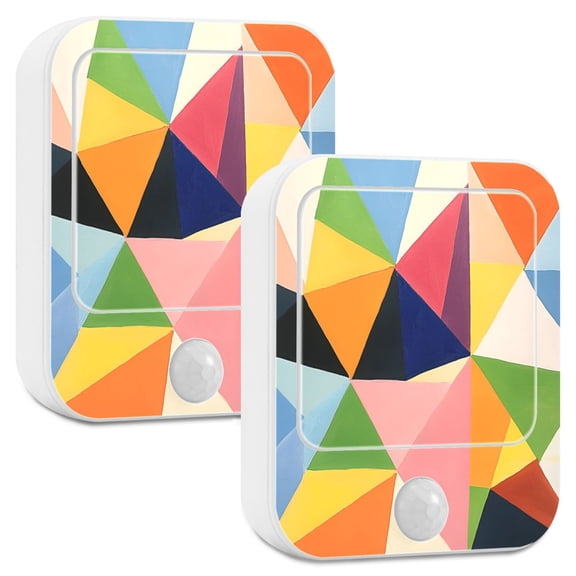 Yayeee LED Night Lights with Motion Detectors Auto Dusk to Dawn Light Sensors, 2 Pack, Minimalist Triangles