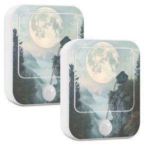 Yayeee LED Night Lights with Motion Detectors Auto Dusk to Dawn Light Sensors, 2 Pack, Moon and House