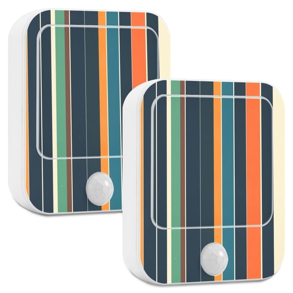 Yayeee LED Night Lights with Motion Detectors Auto Dusk to Dawn Light Sensors, 2 Pack, Navy Blue Stripes