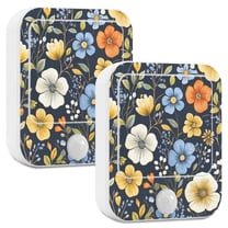 Yayeee 2-Pack Plug in LED Night Lights with Light Sensors Motion Detectors, Navy Floral Pattern