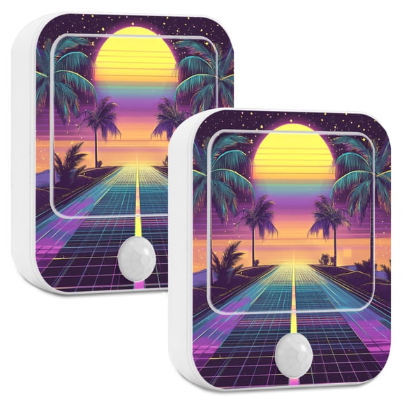 Yayeee LED Night Lights with Motion Detectors Auto Dusk to Dawn Light Sensors, 2 Pack, Neon Road