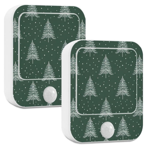 Yayeee LED Night Lights with Motion Detectors Auto Dusk to Dawn Light Sensors, 2 Pack, New Year Tree Pattern
