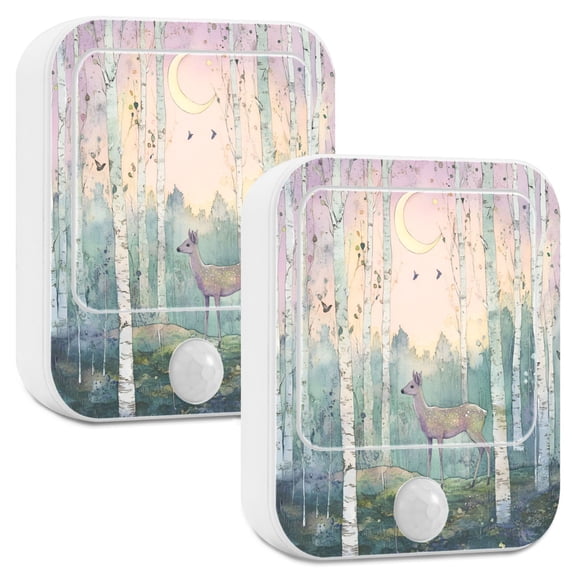 Yayeee LED Night Lights with Motion Detectors Auto Dusk to Dawn Light Sensors, 2 Pack, Night Deer