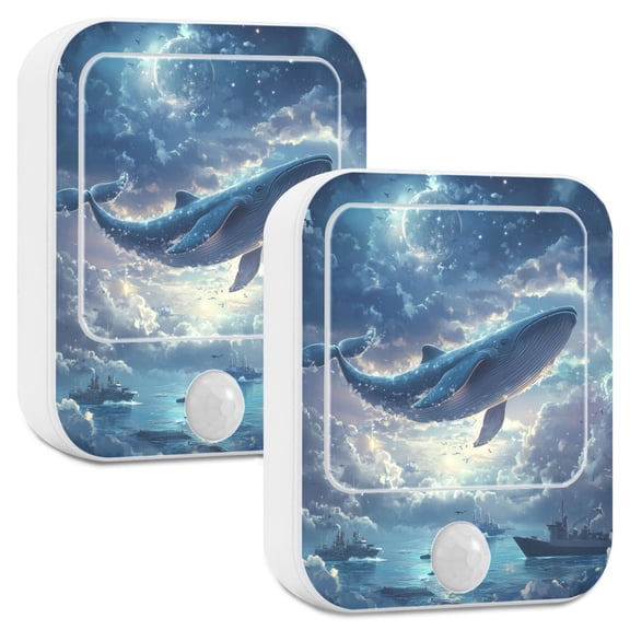 Yayeee 2-Pack Plug in LED Night Lights with Light Sensors Motion Detectors, Night Floating Whale