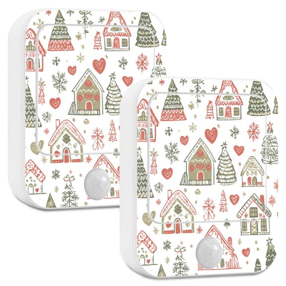 Yayeee 2-Pack Plug in LED Night Lights with Light Sensors Motion Detectors, Nordic Christmas House