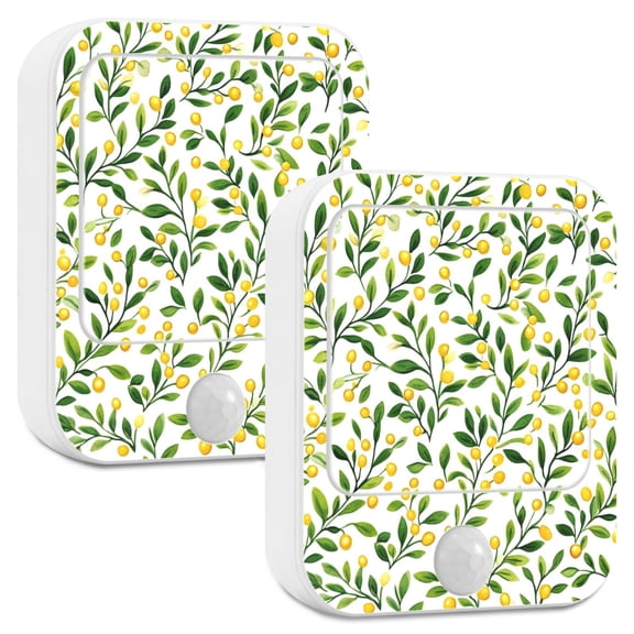 Yayeee 2-Pack Plug in LED Night Lights with Light Sensors Motion Detectors, Olive Leaf