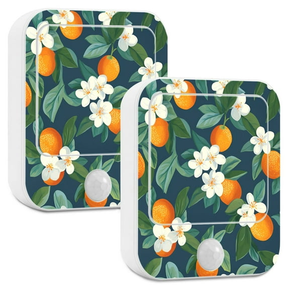 Yayeee LED Night Lights with Motion Detectors Auto Dusk to Dawn Light Sensors, 2 Pack, Orange Fruit