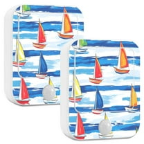 Yayeee 2-Pack Plug in LED Night Lights with Light Sensors Motion Detectors, Orange Sailboats