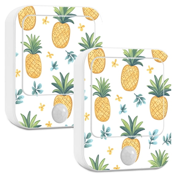 Yayeee LED Night Lights with Motion Detectors Auto Dusk to Dawn Light Sensors, 2 Pack, Pineapple