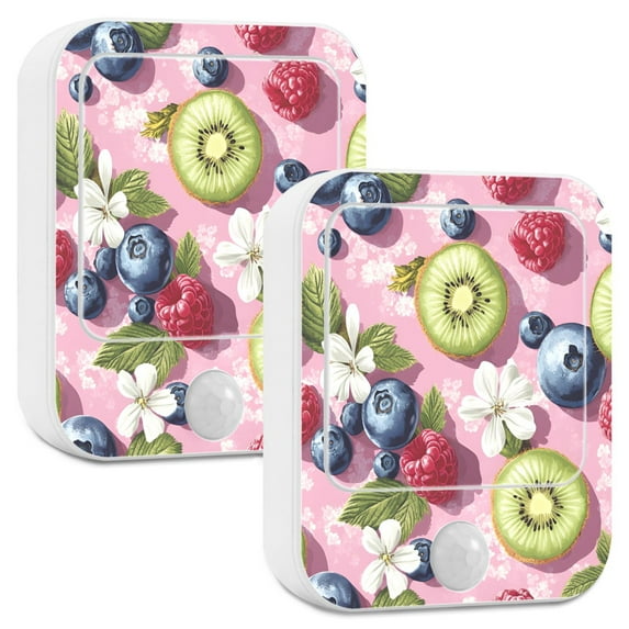 Yayeee 2-Pack Plug in LED Night Lights with Light Sensors Motion Detectors, Pink Blueberries
