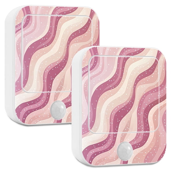 Yayeee LED Night Lights with Motion Detectors Auto Dusk to Dawn Light Sensors, 2 Pack, Pink Brown Pattern