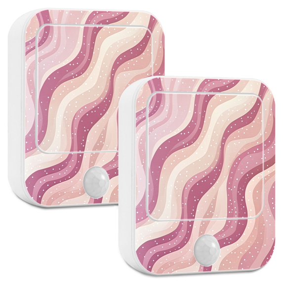 Yayeee LED Night Lights with Motion Detectors Auto Dusk to Dawn Light Sensors, 2 Pack, Pink Brown Pattern
