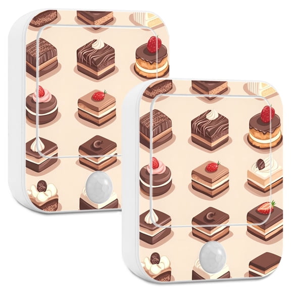 Yayeee 2-Pack Plug in LED Night Lights with Light Sensors Motion Detectors, Pink Cakes