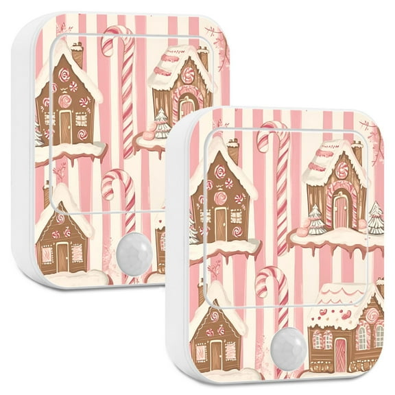 Yayeee 2-Pack Plug in LED Night Lights with Light Sensors Motion Detectors, Pink Candy House