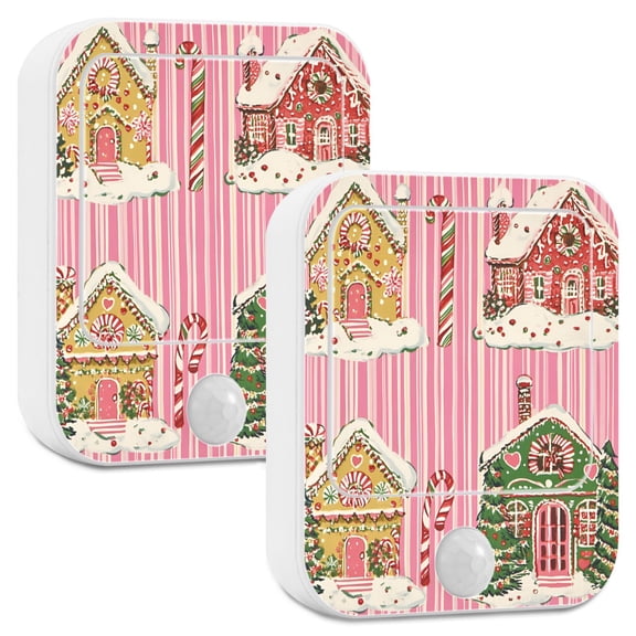 Yayeee LED Night Lights with Motion Detectors Auto Dusk to Dawn Light Sensors, 2 Pack, Pink Christmas House