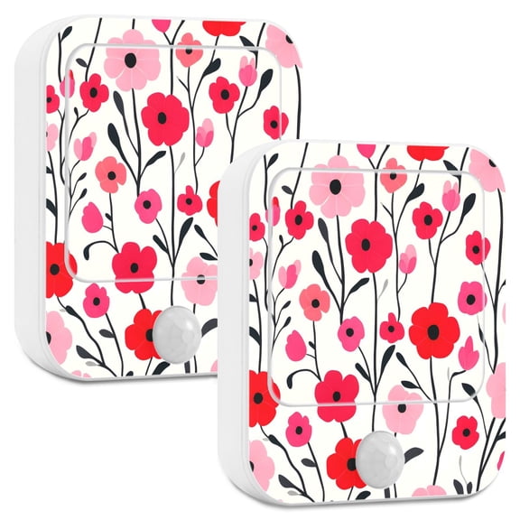 Yayeee LED Night Lights with Motion Detectors Auto Dusk to Dawn Light Sensors, 2 Pack, Pink Floral
