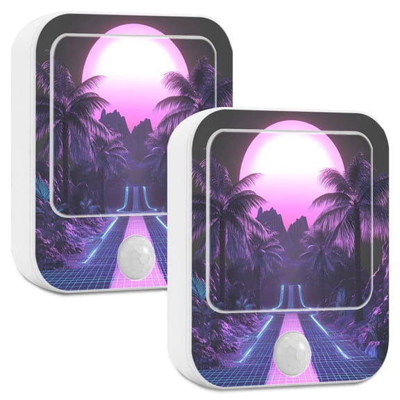 Yayeee LED Night Lights with Motion Detectors Auto Dusk to Dawn Light Sensors, 2 Pack, Pink Road