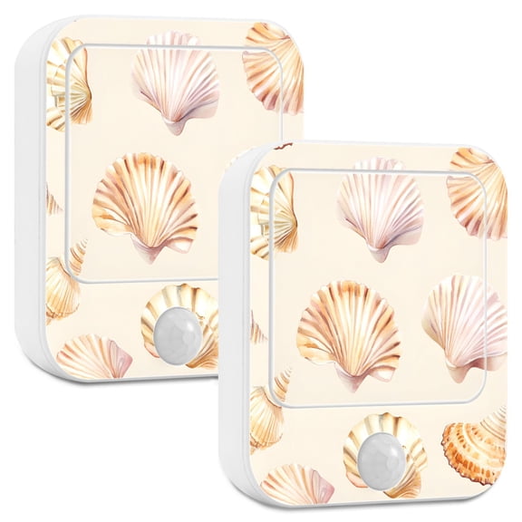 Yayeee 2-Pack Plug in LED Night Lights with Light Sensors Motion Detectors, Pink Seashell
