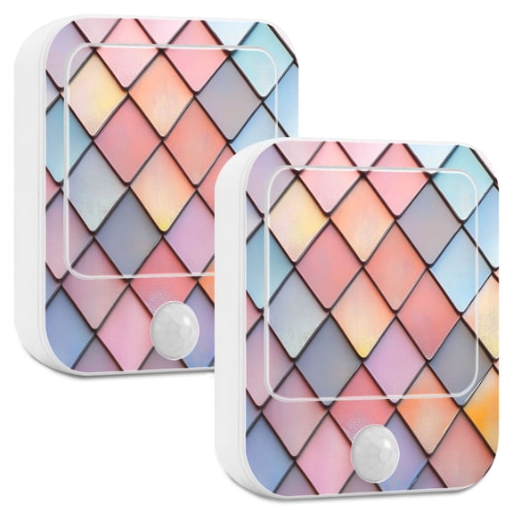 Yayeee 2-Pack Plug in LED Night Lights with Light Sensors Motion Detectors, Pink Shimmering Pattern