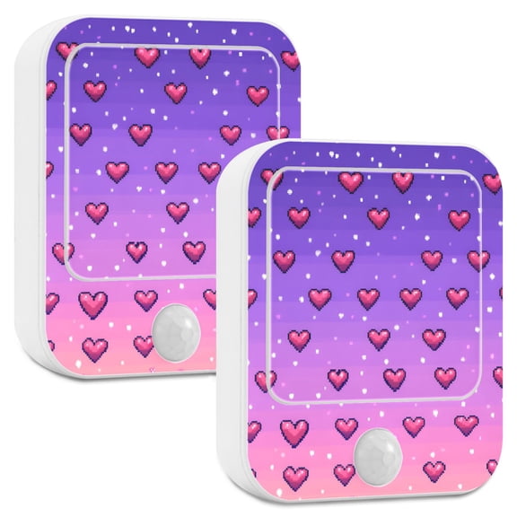 Yayeee LED Night Lights with Motion Detectors Auto Dusk to Dawn Light Sensors, 2 Pack, Pixel Love