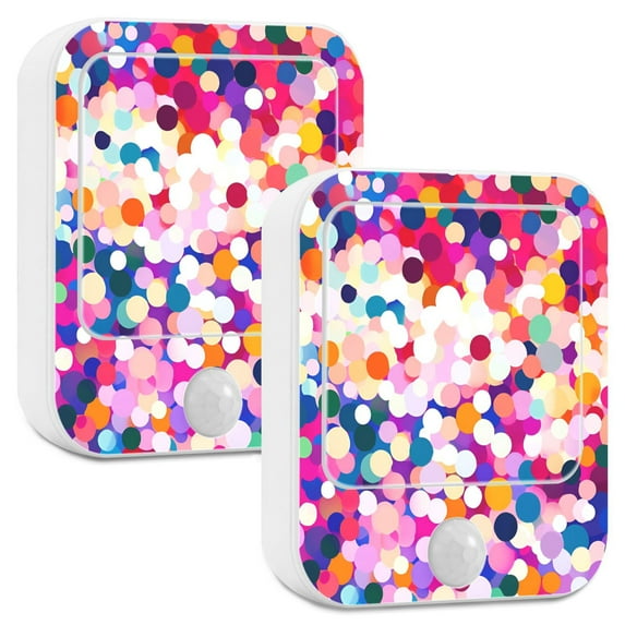 Yayeee 2-Pack Plug in LED Night Lights with Light Sensors Motion Detectors, Purple Colorful Circles