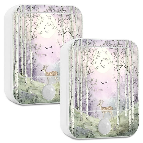 Yayeee 2-Pack Plug in LED Night Lights with Light Sensors Motion Detectors, Purple Deer
