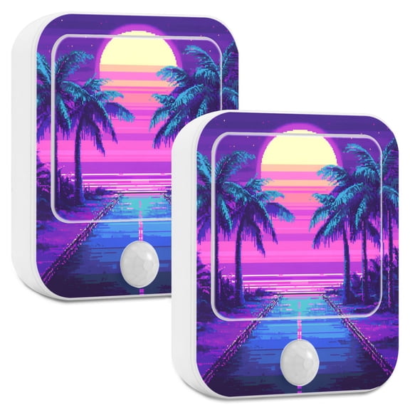 Yayeee 2-Pack Plug in LED Night Lights with Light Sensors Motion Detectors, Purple Digital Art