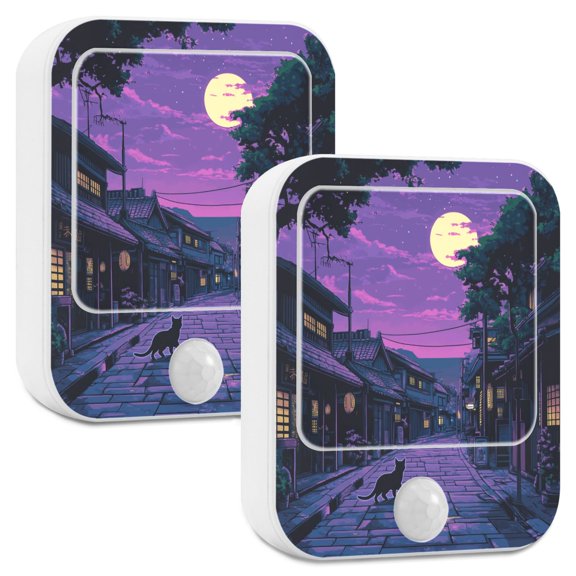 Yayeee LED Night Lights with Motion Detectors Auto Dusk to Dawn Light Sensors, 2 Pack, Purple Street