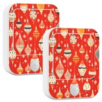 Yayeee 2-Pack Plug in LED Night Lights with Light Sensors Motion Detectors, Red Christmas Ornaments Pattern