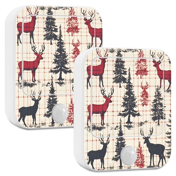 Yayeee 2-Pack Plug in LED Night Lights with Light Sensors Motion Detectors, Red Deer