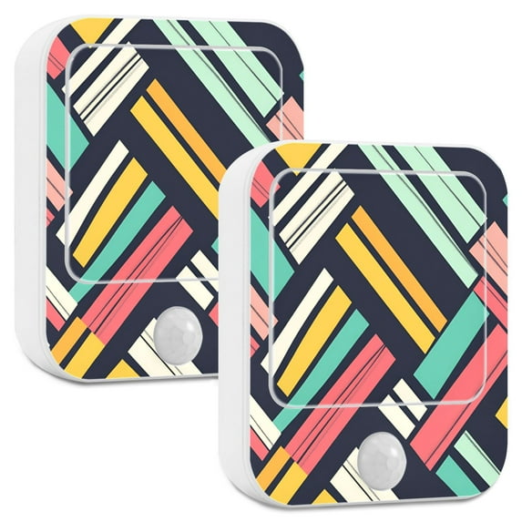 Yayeee 2-Pack Plug in LED Night Lights with Light Sensors Motion Detectors, Red Geometric