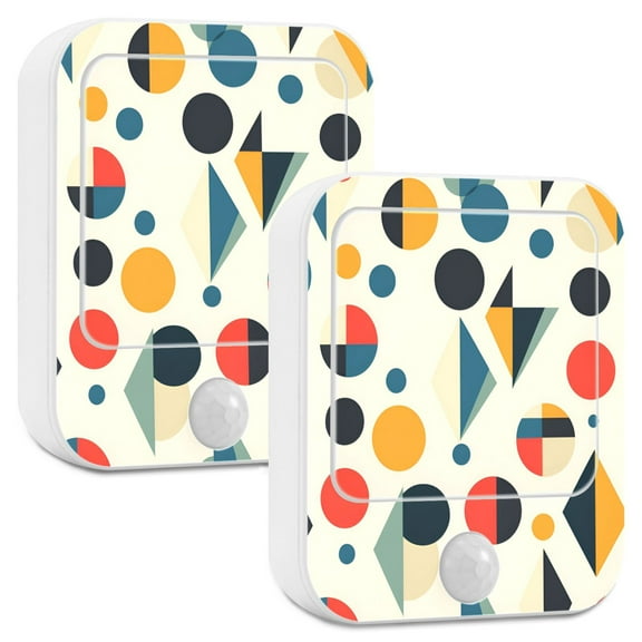 Yayeee 2-Pack Plug in LED Night Lights with Light Sensors Motion Detectors, Red Geometric