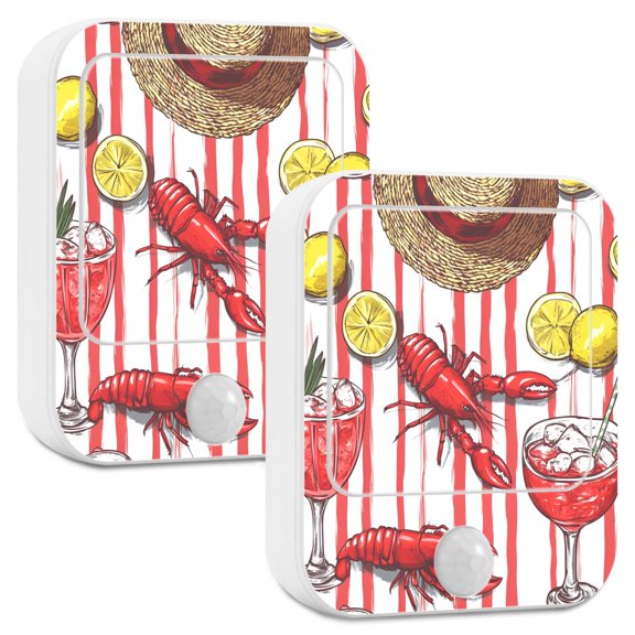 Yayeee 2-Pack Plug in LED Night Lights with Light Sensors Motion Detectors, Red Lobster