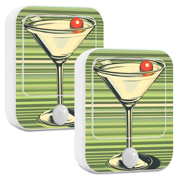 Yayeee LED Night Lights with Motion Detectors Auto Dusk to Dawn Light Sensors, 2 Pack, Red Martini