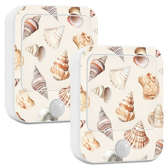 Yayeee 2-Pack Plug in LED Night Lights with Light Sensors Motion Detectors, Red Watercolor Seashells