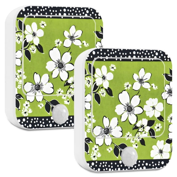 Yayeee LED Night Lights with Motion Detectors Auto Dusk to Dawn Light Sensors, 2 Pack, Retro Floral