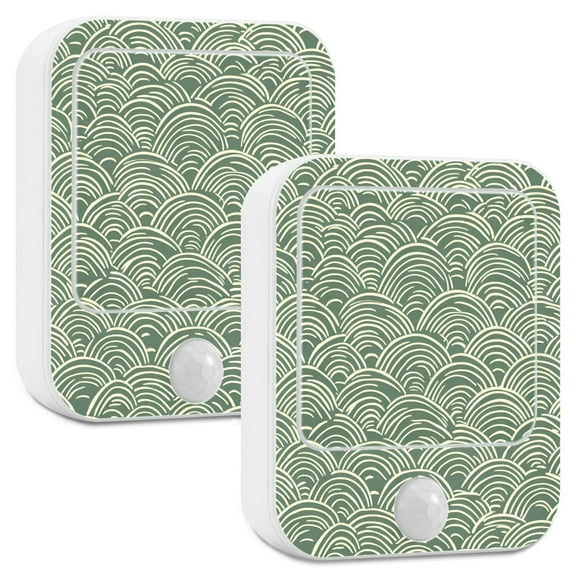Yayeee LED Night Lights with Motion Detectors Auto Dusk to Dawn Light Sensors, 2 Pack, Retro Green Abstract