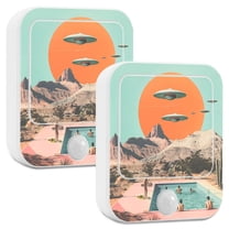 Yayeee 2-Pack Plug in LED Night Lights with Light Sensors Motion Detectors, Retro UFO