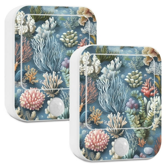 Yayeee 2-Pack Plug in LED Night Lights with Light Sensors Motion Detectors, Sea Plants Pattern