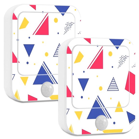 Yayeee 2-Pack Plug in LED Night Lights with Light Sensors Motion Detectors, Simple Triangles