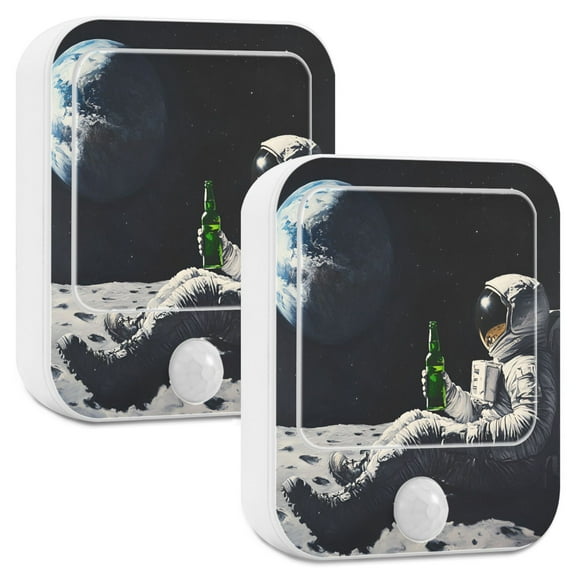 Yayeee 2-Pack Plug in LED Night Lights with Light Sensors Motion Detectors, Sitting on The Moon