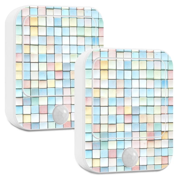 Yayeee LED Night Lights with Motion Detectors Auto Dusk to Dawn Light Sensors, 2 Pack, Small Pastel Pattern