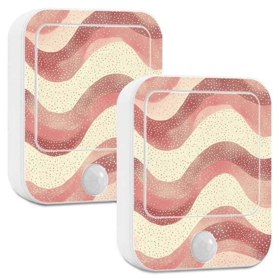Yayeee LED Night Lights with Motion Detectors Auto Dusk to Dawn Light Sensors, 2 Pack, Soft Pink Pattern