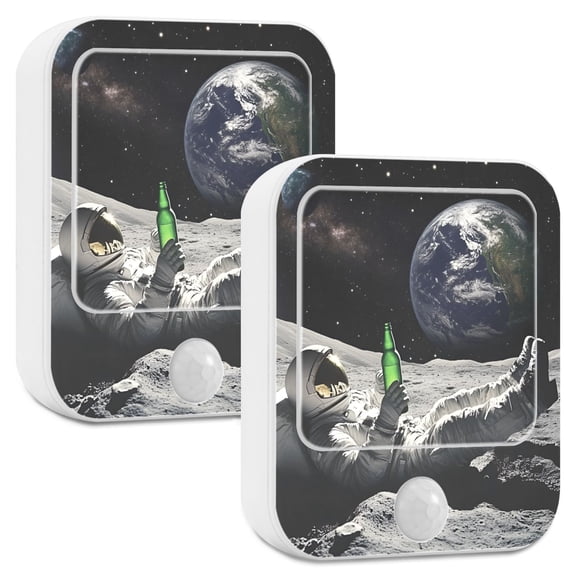 Yayeee 2-Pack Plug in LED Night Lights with Light Sensors Motion Detectors, Space Earth